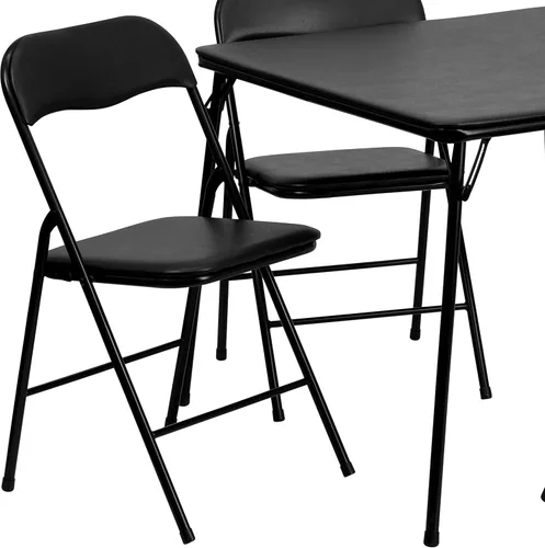Vista 8 de Flash Furniture - Juego de mesa y sillas plegables negras de 5 piezas para jugar cartas