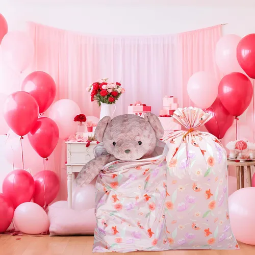 Vista 7 de Plauthus Bolsa de regalo de diseño floral, bolsa de regalo de cumpleaños extragrande de 56 pies para cumpleaños, día de la madre, boda, despedida