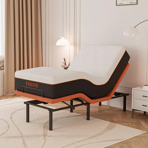 Vista 9 de ESHINE Base de cama ajustable Queen con colchón de 12 pulgadas, espuma viscoelástica híbrida (mediana), control remoto inalámbrico, instalación en 5