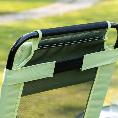Vista 7 de Outsunny Juego de 2 sillas de comedor plegables para patio, color verde