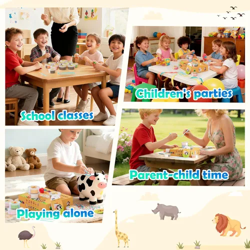 Vista 6 de Kits de arcilla seca al aire – 12 cajas de arcilla mágica de modelado para niños, juego de manualidades de arcilla para moldear temática