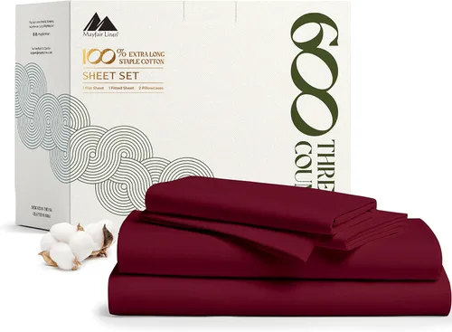 Vista 136 de Mayfair Linen Juego de sábanas de 100% algodón egipcio, tamaño individual (paquete de 2) – Sábanas de lujo blancas de 600 hilos, tamaño individual