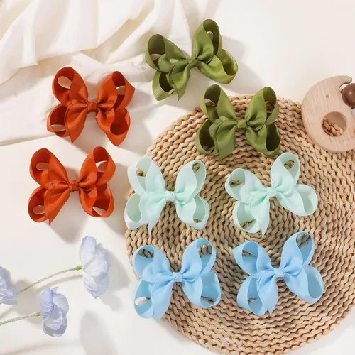 Vista 22 de 50 lazos para el cabello de 3 pulgadas para niñas, cinta de grogrén, accesorios para el cabello con pinzas de cocodrilo para niños pequeños, bebés