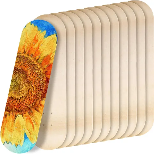 Vista 8 de Honoson Tablas de patineta en blanco de arce, 7 capas, madera natural, doble cola, cubierta de luz cóncava lisa a granel para pintura artística