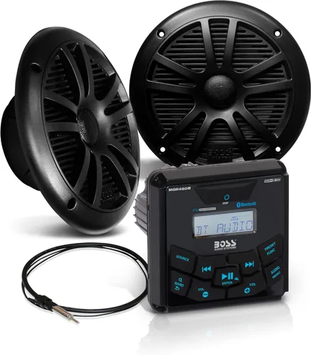 Vista 5 de BOSS Audio Systems MCKGB350B.6 - Paquete de receptor y altavoz resistente a la intemperie para uso marítimo - Receptor IPX6, altavoces de 6.5