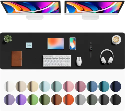 Vista 99 de Aothia Protector de Escritorio de Cuero, Alfombrilla para Ratón, Alfombrilla de Escritorio de Oficina, Secante de Escritorio de Cuero PU