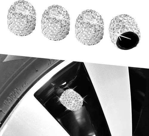 Vista 11 de Kewucn Bling Tapas de Vástago de Válvula de Neumático de Coche, Paquete de 4 Cubiertas Hechas a Mano de Cristal Centelleante con Diamantes