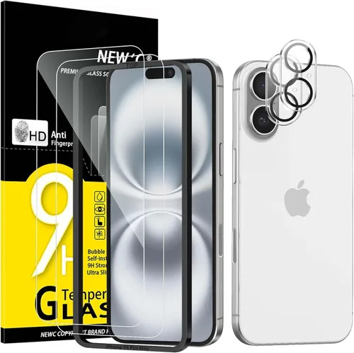 Vista 10 de NEW'C Paquete de 4, 2 protectores de pantalla para iPhone 14 Pro Max (6.7 pulgadas) + 2 protectores de lente de cámara, protección de sensor