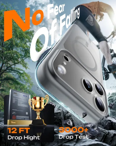 Vista 299 de TOCOL Funda para iPhone 11, compatible con Magsafe, protección completa de cámara, imanes integrados, protección contra caídas, funda translúcida