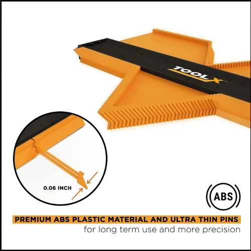 Vista 4 de Herramienta de medidor de contorno (10 pulgadas con bloqueo), herramienta de perfil duplicador de formas para carpintería y pisos, rellenos