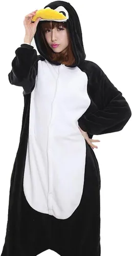 Vista 2 de Adrinfly Pijamas unisex de pingüino para adultos, de una pieza, disfraz de animal, traje de cosplay