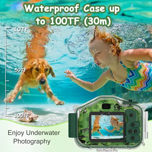 Vista 2 de DEKER Cámara impermeable para niños, regalos de cumpleaños de Navidad para niños y niñas de 3 a 12 años, mini videocámara digital HD de viaje
