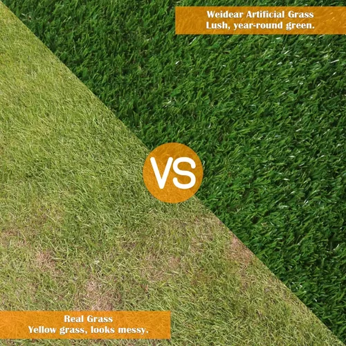Vista 4 de Weidear Hierba artificial de 3 pies x 3 pies, alfombra de césped artificial de 1.38 pulgadas, alfombra de césped sintético de 4 tonos, césped
