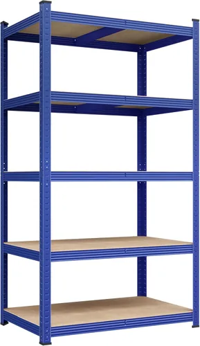Vista 10 de Yaheetech Estantes de almacenamiento, estantería de metal ajustable resistente de 5 niveles, estante industrial para garaje, almacén, despensa, Negro