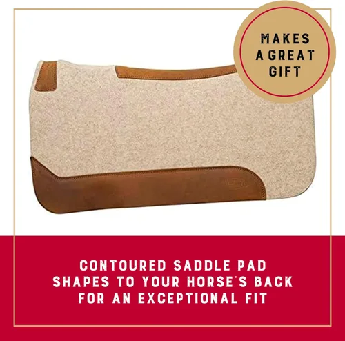 Vista 4 de Weaver Equine Almohadilla para silla de montar de caballo de fieltro de mezcla de lana contorneada de 30" x 30", almohadilla para sillín occidental