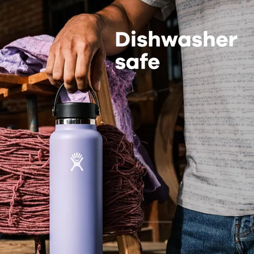 Vista 5 de Hydro Flask Botella de agua – Acero inoxidable aislado – Tapa flexible de boca ancha, antiderrames, a prueba de fugas y recargable en agave de 20