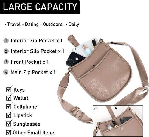 Vista 3 de Bolso bandolera Hobo de moda con correas ajustables - Monederos de diseñador de cuero vegano