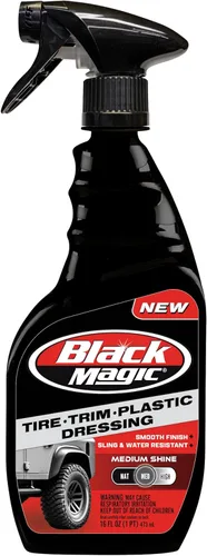 Black Magic 120230 - Apósito de plástico para moldura de neumáticos, brillo medio, sin rayas, resistente al agua y no grasa para neumáticos,