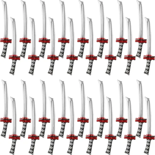 Paquete de 32 espadas ninja inflables de 30 pulgadas, Katana inflable, armas samuráis inflables para niños, Halloween, fiesta temática de ninja,
