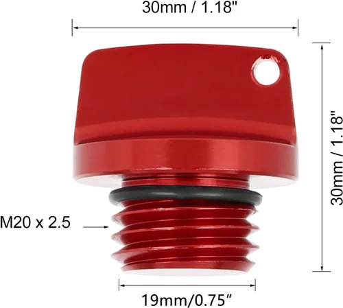 Vista 4 de Tapón de llenado de aceite de motor universal para motocicleta, tapa de rosca de repuesto de tapón de válvula roja