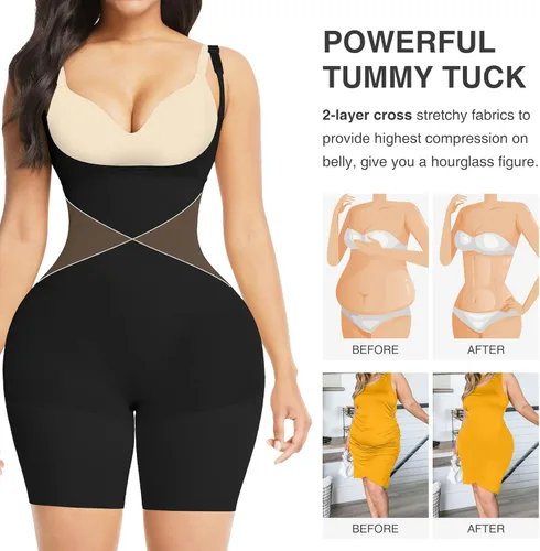 Vista 2 de FeelinGirl Faja moldeadora para mujer, con control de abdomen, sin costuras, con entrepierna abierta