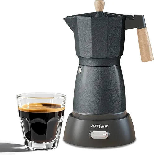 Cafetera Eléctrica de Café Espresso, Cafetera Italiana, Olla Moka Eléctrica, Cafetera Cubana, Cafeteras Eléctricas Portátiles Espresso con Base Gris