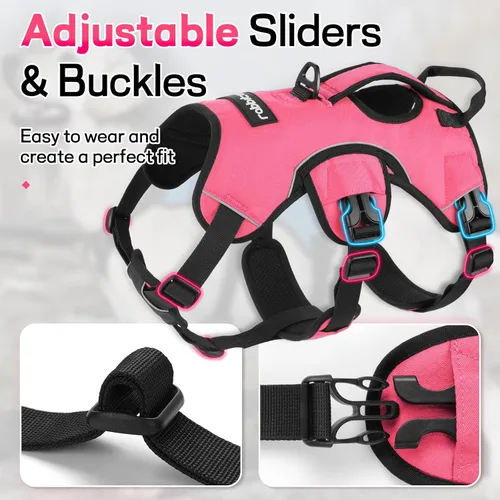 Vista 8 de rabbitgoo Arnés para perro a prueba de escapes, arnés suave acolchado de cuerpo completo para mascotas, chaleco reflectante ajustable sin tirones