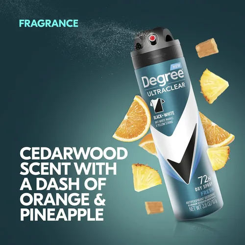 Vista 5 de Desodorante antitranspirante Degree Men MotionSense, spray seco, UltraClear negro + blanco, 3.8 onzas, paquete de 3