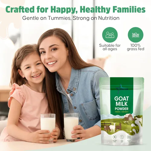 Vista 3 de Stellar - Leche en polvo de cabra en polvo para humanos, perros y gatos 100% alimentada con pasto de Australia, fácil de digerir, alta