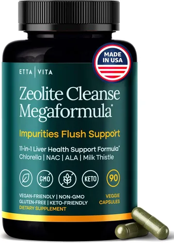 Limpieza, desintoxicación y reparación del hígado - Suplemento de desintoxicación de zeolita para la salud intestinal, cognición y energía natural -