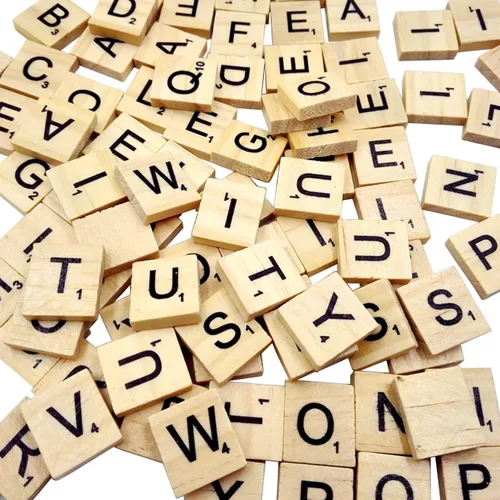 Sunnyglade 200 azulejos de letras de madera/azulejos de madera Scrabble A-Z letras mayúsculas para manualidades, colgantes, ortografía (200 unidades)