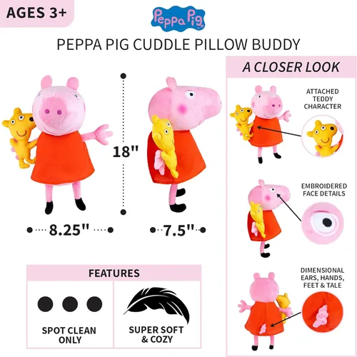 Vista 4 de Peppa Pig Ropa de Cama para Niños de Franco - Almohada de Peluche Super Suave, Talla Única, Diseño de Peppa Pig
