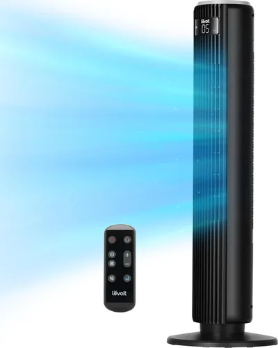 LEVOIT Ventilador de torre clásico de 36 pulgadas para dormitorio, ventilador de pie de flujo de aire de 25 pies/s que sopla aire frío para el