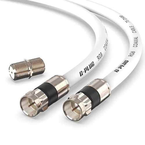 Vista 8 de Juego de conectores de cables coaxiales G-PLUG RG6 de 30 metros – Extensión de cables aéreos y satelitales de Internet de alta velocidad, banda
