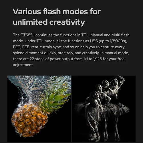 Vista 5 de Godox Flash de cámara para Canon TT685IIC TT685II-C 2.4G inalámbrico HSS GN60 Flash compatible con cámaras digitales Canon 6D 7D 50D 60D 500D 550D