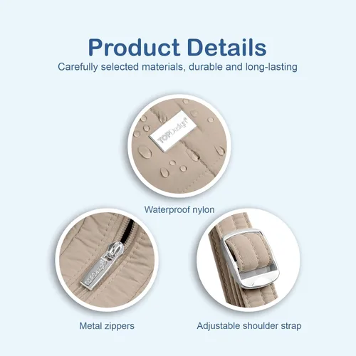 Vista 6 de TOPDesign Bolso de hombro acolchado para mujer, bolso de mano ultraligero con cremallera, correa ajustable