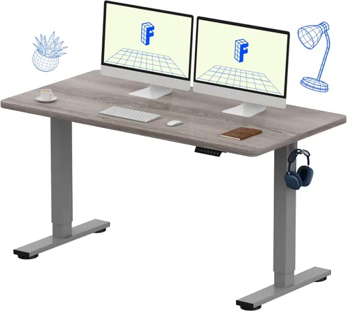 Vista 45 de FLEXISPOT EN1 Escritorio eléctrico de pie de una pieza de 48 x 24 pulgadas, altura ajustable, para oficina en casa