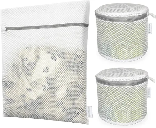 Vista 16 de FOYERNUAGE - Bolsas de malla para ropa delicada con cremallera de bloqueo automático, bolsa de lavandería tridimensional, bolsa de malla de 12 x 16