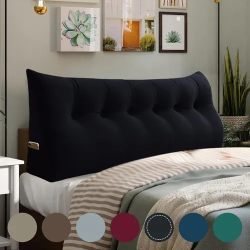 Vista 36 de WOWMAX Almohada de cabecera de terciopelo 100% algodón – Almohada en forma de cuña para respaldo en cabecera de tamaño King, cojín de apoyo firme