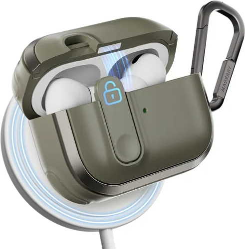 Vista 30 de MAGEASY Odyssey - Funda para AirPods Pro 2, funda resistente para AirPods Pro con bloqueo seguro, clip de mosquetón para protección a prueba