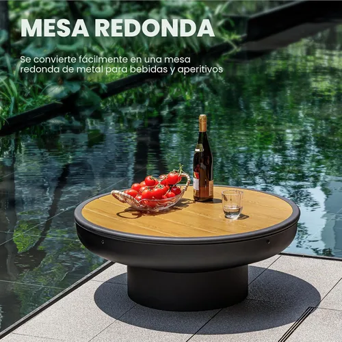 Vista 4 de Panovue Fogata de 32 pulgadas con 2 parrillas de cocina, pantalla de Pantalla de parque rústico + parrilla