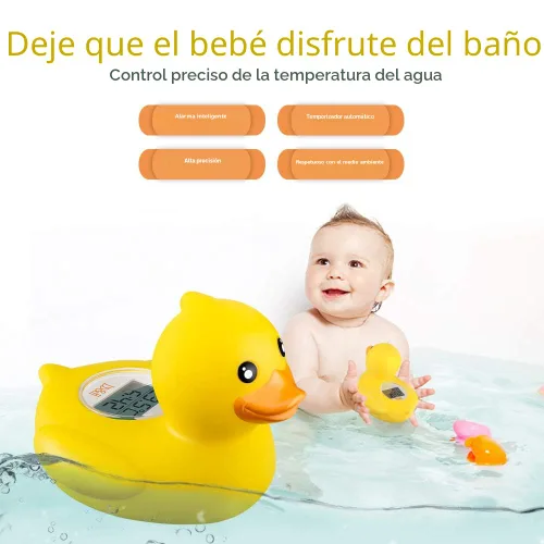 Vista 2 de b&h Termómetro para bebé, juguete flotante para baño de bebé, termómetro de agua con temperatura de seguridad (pato clásico)