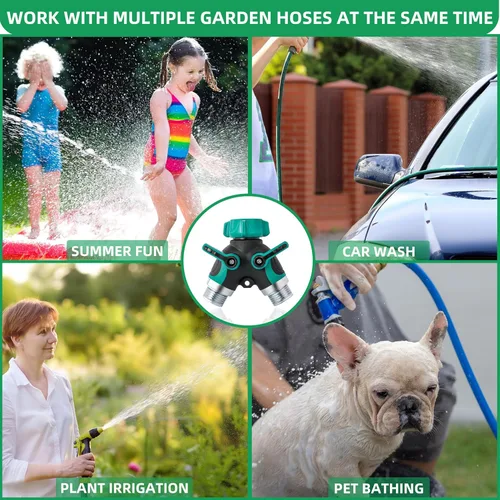 Vista 6 de Garden Hose Splitter 2 Way 3/4 Inch Faucet Y Connector With Shut Off Valve,Garden Supplies Water Hose Splitter Adapter For Indoor Outdoor Faucets