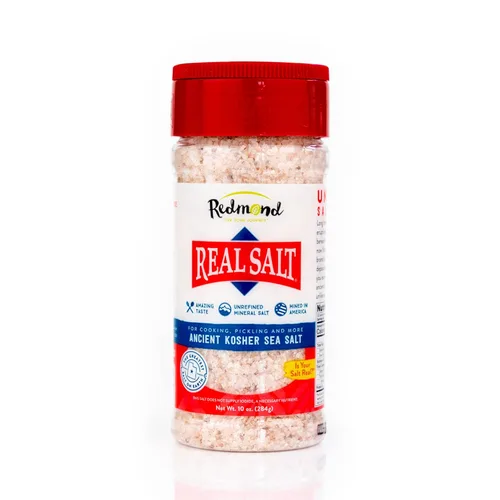 Redmond Real Sea Salt - Natural sin refinar Kosher, sin gluten, coctelera de 10 onzas