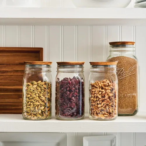 Vista 9 de Ball® Tapas para frascos, paquete de 5 tapas de almacenamiento de madera Ball Jar