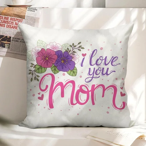 Vista 14 de Custom Pillow with Name,Printed in USA,18"x18" Personalized Linen Pillow Cover for Mom, Custom Gifts for Mother's Day (Style-1)