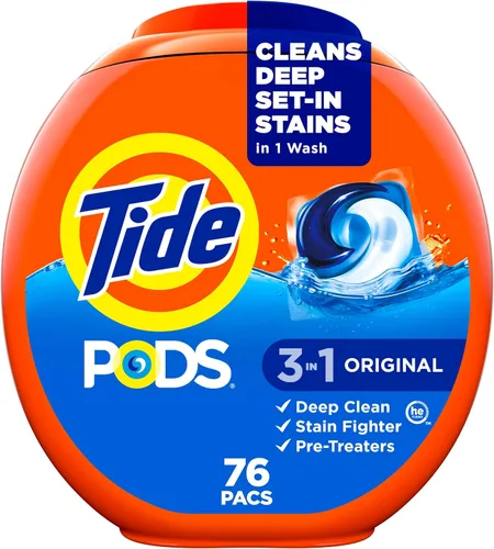 Vista 25 de Tide PODS cápsulas de detergente para lavar ropa, removedor de manchas 3 en 1, combatiente de olores, protector de color, 112 unidades, compatible