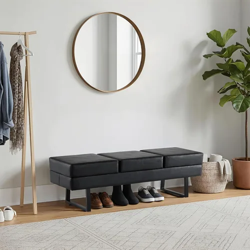 Vista 4 de BarberPub Sillas de sala de espera, banco de recepción de invitados de oficina resistente, sillas de vestíbulo tapizadas de piel sintética para Negro