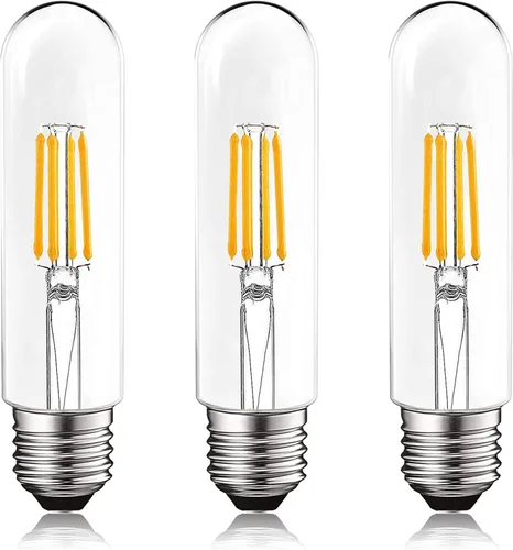 LUXRITE Bombilla LED T10, equivalente a 5 W = 60 W, blanco cálido de 2700 K, bombilla de filamento Edison vintage, 500 lúmenes, bombilla tubular,
