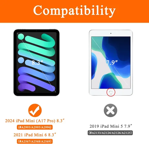 Vista 2 de Soke Funda para iPad mini 7(A17 Pro) 2024/iPad Mini 6 2021 de 8.3 pulgadas con Soporte para Lápiz-[Carga de Lápiz + Activación/Suspensión